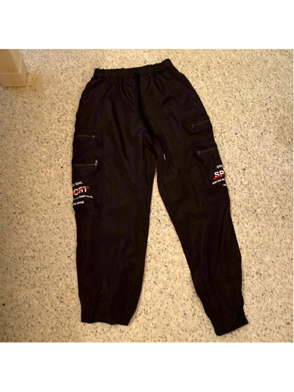 WOMENS NYLON PANTS BLACK SMALL COOL GIRL SPORT JUST DO WHAT YOU WANT TO DO
